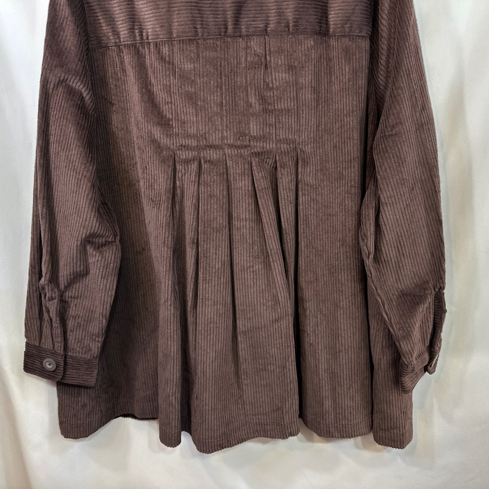 Woman Within Plus Size 22/24W Top 1X Brown Cotton Corduroy Shacket Earthy Boho F - Picture 5 of 8